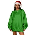 thumbnail image 2 of Sevevn Women Christmas Oversized Sweatshirt Long Sleeve Pullover Casual Loose Fit Holiday Party Top Festive Outfit Green L, 2 of 6