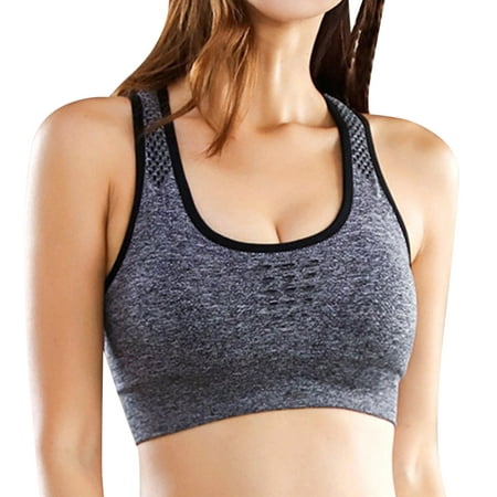 

Fabiurt Women s Bra Women Sports Bras Strappy Padded Medium Support Yoga Bra Workout Bra Workout Tops For Women Grey