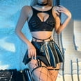 thumbnail image 5 of Gibobby Ropa sexy de mujer para sexo Conjunto de lencería sexy con pantalones cortos, sexy cierre frontal, malla negra, manga larga, body para mujer(Negro, G), 5 of 5