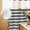 thumbnail image 3 of No Hook Shower Curtain, Boho Black Stripe Shower Curtains for Bathroom with See Through Top Window, Abstract Geometric White Minimalist Waterproof & Washable Bath Curtain Extra Long 72"x96", 3 of 9