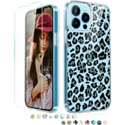 [20 Optional Patterns] Designed for iPhone 13 Pro Case with Screen Protector, Stylish Soft TPU Phone Case Cover, [Updated Protection] Shockproof Protective Slim Phone Case for iPhone 13 Pro (Leopard)