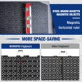 thumbnail image 5 of WORKPRO Metal Pegboard 16”x 32” Steel Panel with Round Holes & Vertical Slots, Black Heavy Duty Garage Peg Board Wall Pegboard Organizer for Wood Working Work Shop, Craft Room, 2 Pack, 5 of 11