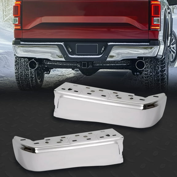 For Ford F150 2015-2020 Chrome Rear Step Bumper End Face Bar W/O Sensor Hole