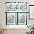thumbnail image 2 of Orange Teal Blue Pumpkin Kitchen Curtains Valance and Tier Set 3 Pieces, Thanksgiving Fall Blue Dots Stripes Small Window Curtains Set, 24 Inches Length Short Tiers for Bathroom Cafe, 2 of 7
