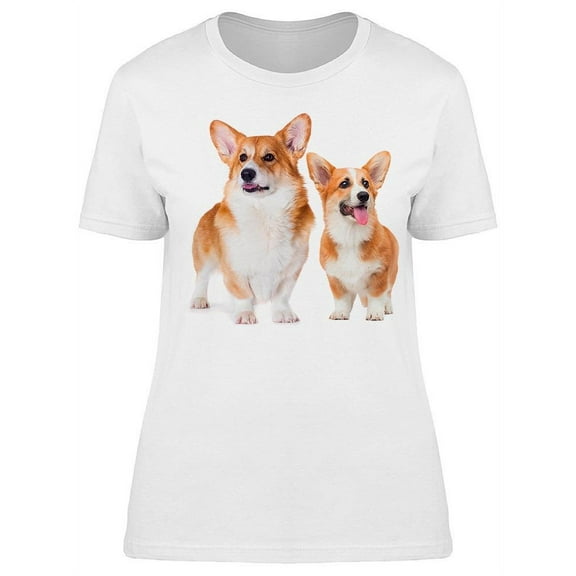 Two Dogs Looking At His Sides T-Shirt Women -Image by Shutterstock Women T-Shirt, Female Large