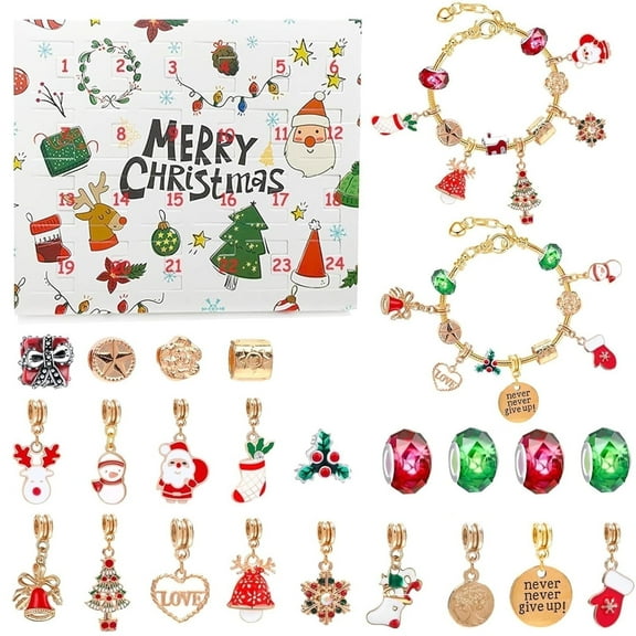 DiHTing Christmas Calendar Advent Bracelet Advent Calendar Blind Box Countdown Calendar 24 Days Christmas Advent Calendar DIY Bracelets for Jewelry Metal Making Kits