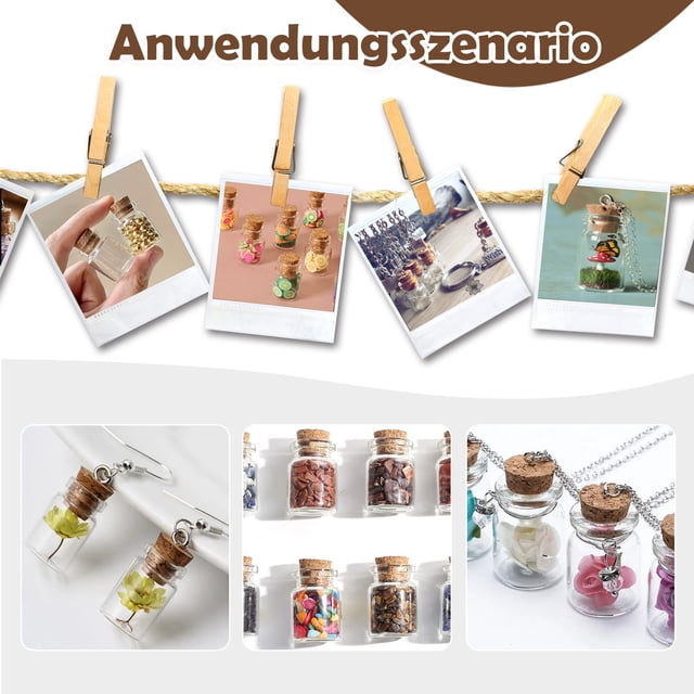 Wosthever 25 unids/set Mini botellas de vidrio compactas y ligeras para decoración Mini botellas de vidrio con corcho Almacenamiento y organización del hogar