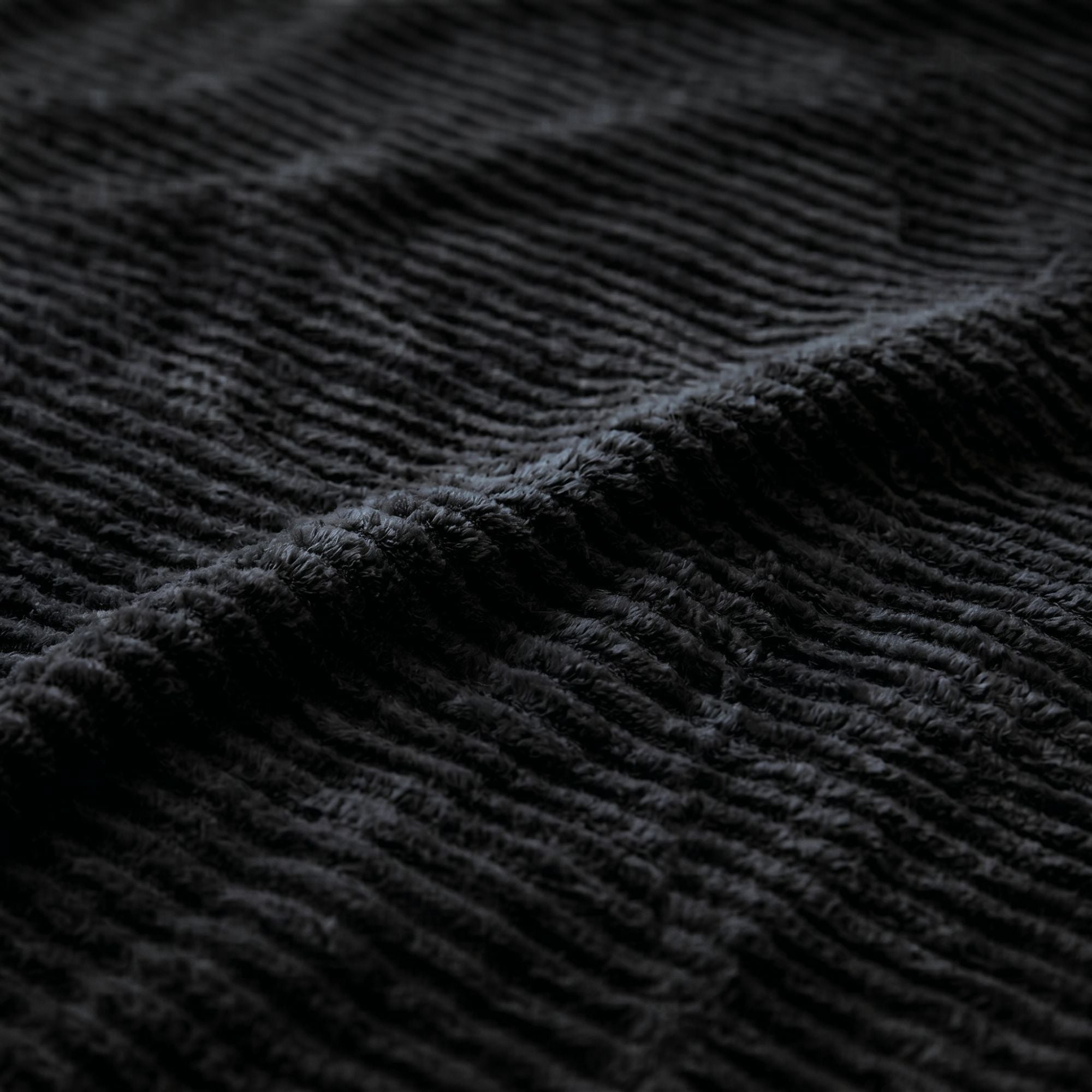 Superior Kacey Ribbed Fluffy Fleece Blanket, Full Queen Size, Black