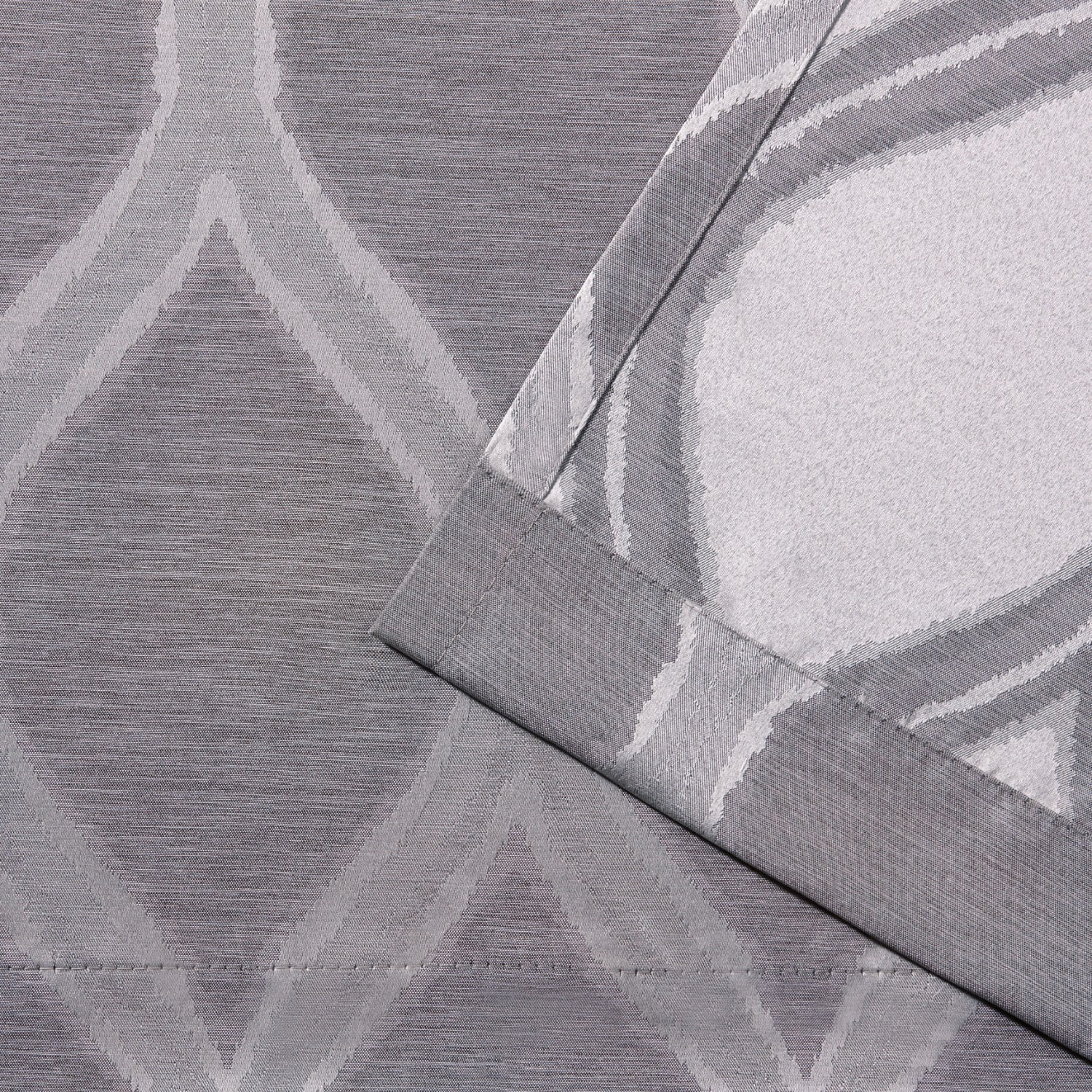 Exclusive Home Montrose Ogee Geometric Textured Linen Grommet Top Curtain Panel Pair, 54"x108", Ash Grey