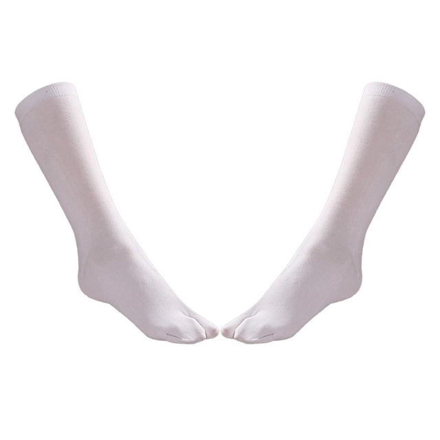 2x algodón sandalia tobillo dividido 2 dedos calcetines japoneses Tabi calcetí Blanco