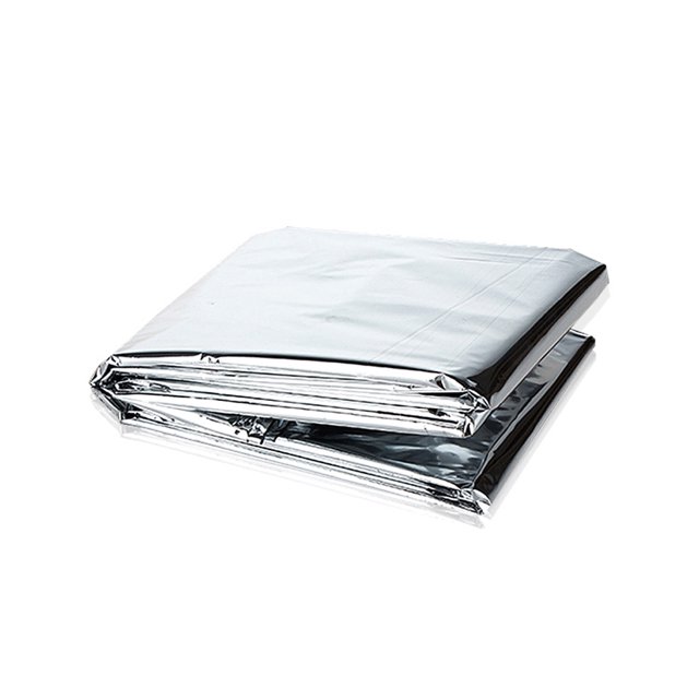 Toystoory Manta de emergencia Rescate al aire libre Cubierta térmica Senderismo Mochilero Plegable Doble cara Compacto De un solo Dormir Escalada Plata 130x210cm