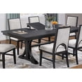 thumbnail image 2 of Miekor Furniture 1pc Rectangle Table w Leaf Trestle Base Classic Look Charcoal Color Wooden Dining Room Table Only MK8556, 2 of 5