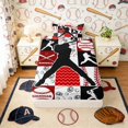 thumbnail image 4 of Erosebridal Red Black Baseball Twin Sheet Sets, Sport Bedding for Boys and Girls, 3 Pieces, 1 Flat Sheet, 1 Fitted Sheet and 1 Pillowcase, 4 of 6