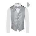 thumbnail image 1 of Men's Premium Vertical Lines Tone on Tone Stripes Vest - NeckTie – Bow Tie - Pocket Square 4 Piece Set for Suits & Tuxedos-Many Colors, 1 of 4