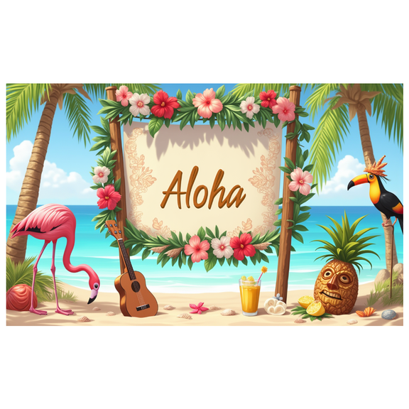 Colorful Design Tropical Banner Floral Decoration Hawaiian Theme Beach Background for Summer Party Luau Event Vacation Decoration
