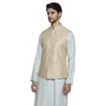 thumbnail image 3 of Ethnix Men's Handmade Banded CollarPure Cotton Linen Nehru Jacket Vest; Light Beige; XXL, 3 of 5