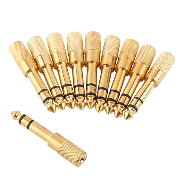 Adaptador de Audio estéreo, 6.5 mm 1/4 Pulgada Macho a 3.5 mm 1/8 Pulgada Hembra Enchufe de Audio estéreo Adaptador de Conector de micrófono para Auriculares (Paquete de 10) EOTVIA No