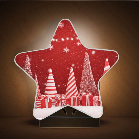 Star Night Light Auto On/Off Plug-in Wall Light with Light Sensor Warm White LED for Home Party Red Christmas Tree and Lights