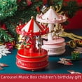 thumbnail image 2 of European Style Customizable Wooden Carousel Music Box - Red HB-6: Elegant Rotating Design for Kids' Room Decor, Perfect Personalized Gift for Christmas, Birthdays, Graduations & Holidays, 2 of 5