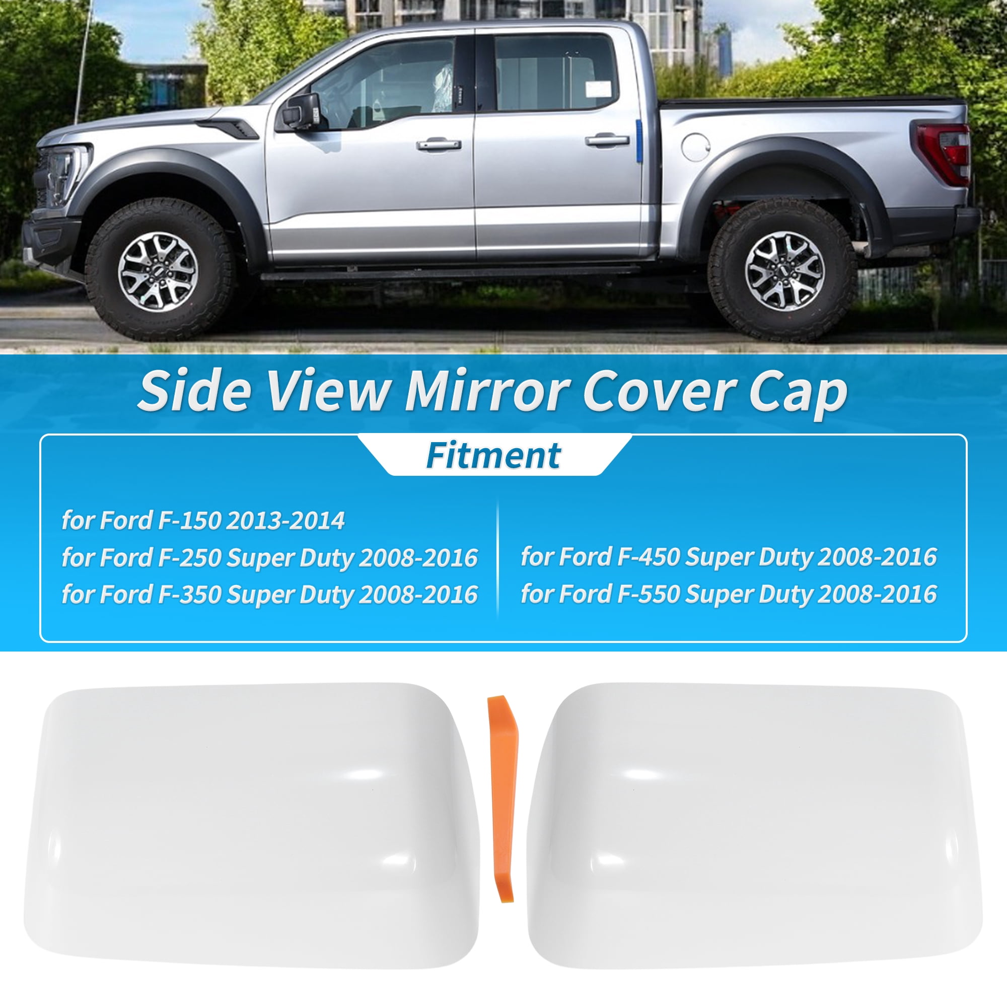 Unique Bargains White Upper Mirror Cover Cap for Ford F250 F350 F450 F550 Super Duty