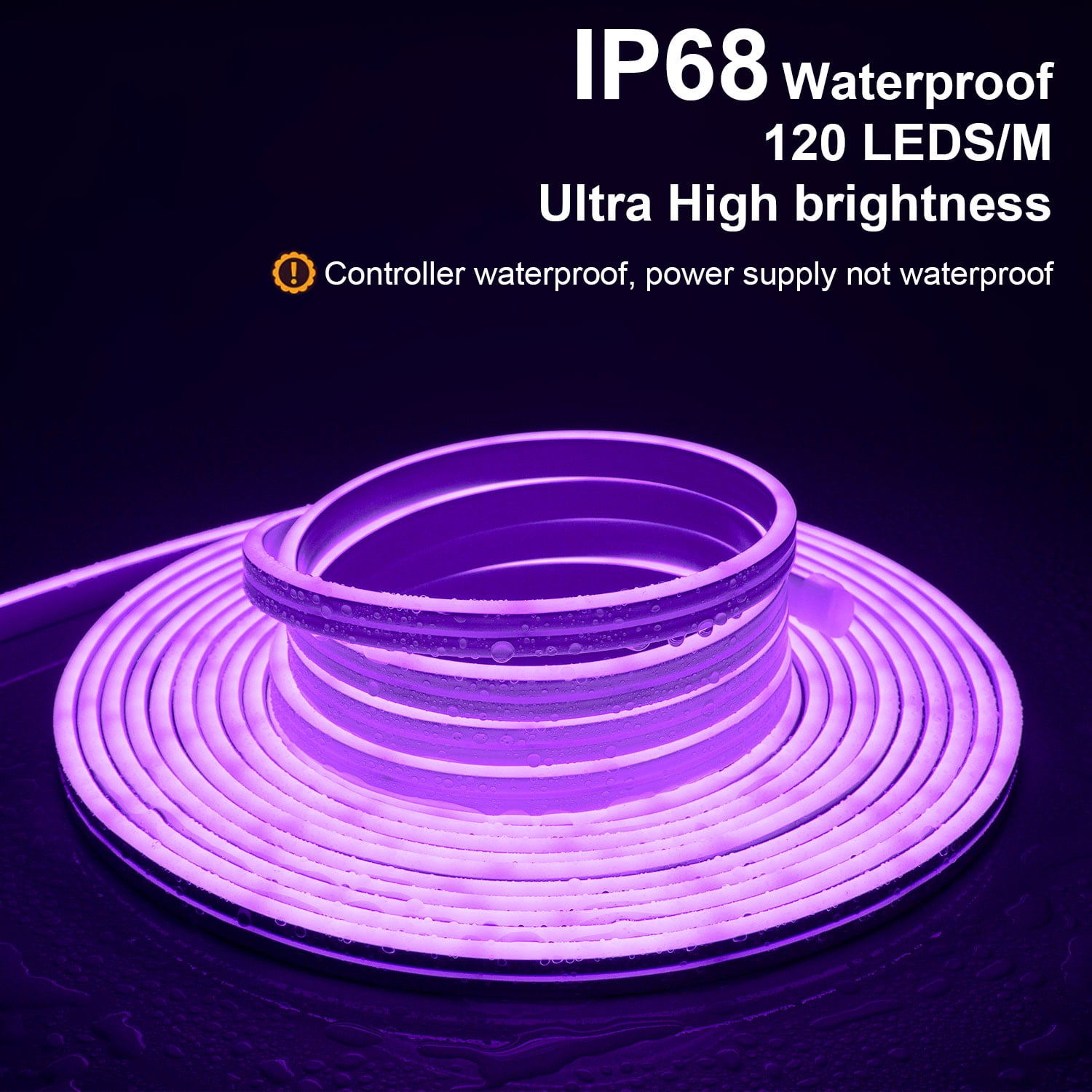 Gliztech 66FT Neon LED Strip Outdoor, IP68 Waterproof WiFi Neon Rope Light Compatible with Alexa, 24V RGB Music Sync Silicone LED for Bedroom, Party, Patio Decoration