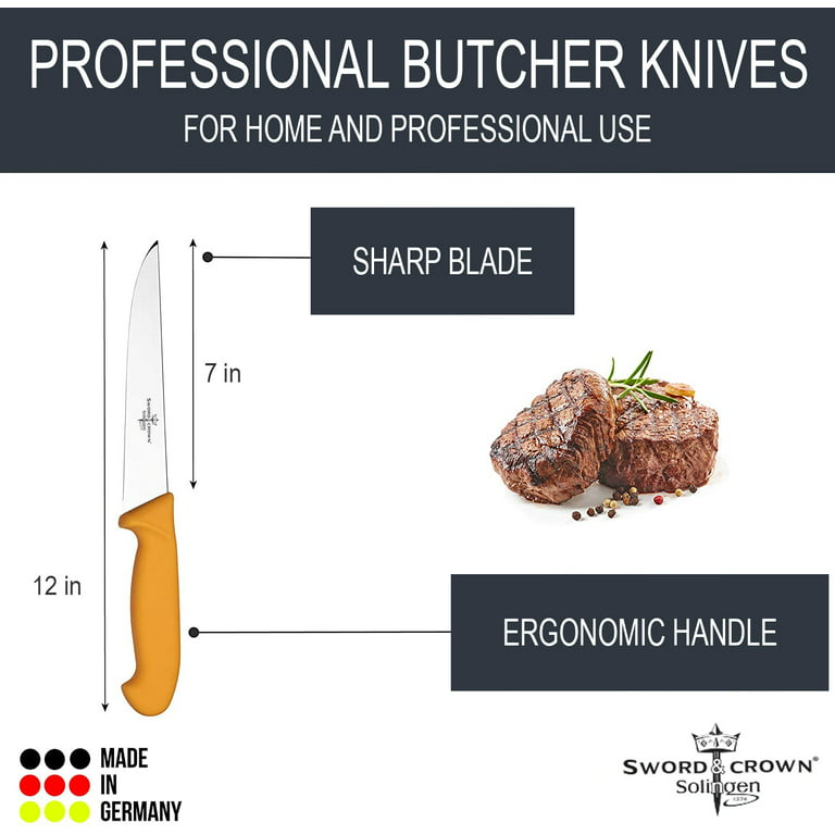 Sword & Crown Professional (Made in Germany) Butcher Knife Set of 7  Butcher Knife, 6 Boning Knife, 6 Skinning Knife and 5 Flexible Boning  Knife
