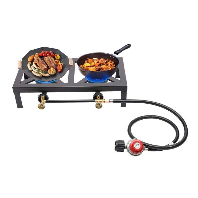 Propane Gas Outdoor Stoves Dual Independent Burner Cast Iron Hob For Cooking USA