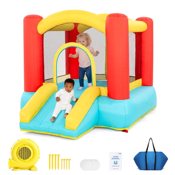Toiyjofe Mini Toddler Bounce House with Slide, Indoor Inflatable Bouncer for Ages 1–3, Small Kids Jump Castle for Home Play, 78 x 56 in with Air Blower