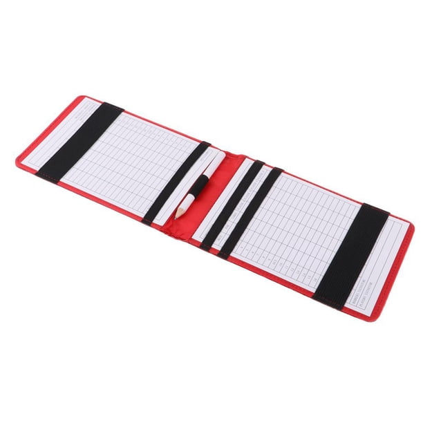 Yuarrent Funda de libro de entrenamiento con soporte para tarjeta de puntuación de golf de PU con lápiz rojo Golf Rojo