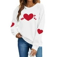 thumbnail image 3 of Itsame Valentine's Heart Sweatshirt Womens Long Sleeve T-Shirts Loose Crew Neck Tops White Size S, 3 of 10
