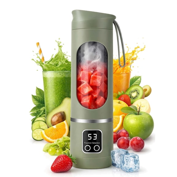 16 Oz Portable Digital Multimode Juicer Blender with LED Display, 3-Speed 12-Blade USB Rechargeable Personal Blender for Shakes & Smoothies