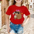 thumbnail image 3 of OOOUM Girls Fun Cartoon Animal Print Tee Relaxed Basic T Shirt Sweet Cool Summer Daily Top,7-8 Years, 3 of 4