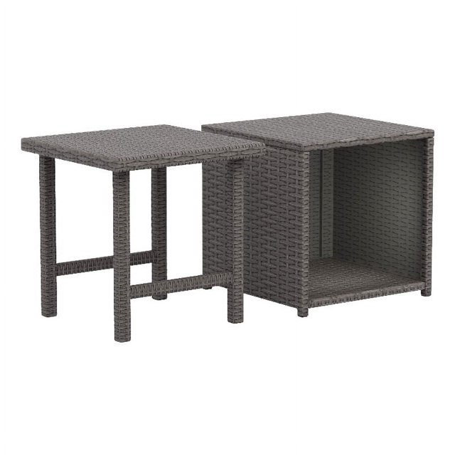 Wynston Ensemble de Table Cube et Carré en Osier/rotin 2 Pcs