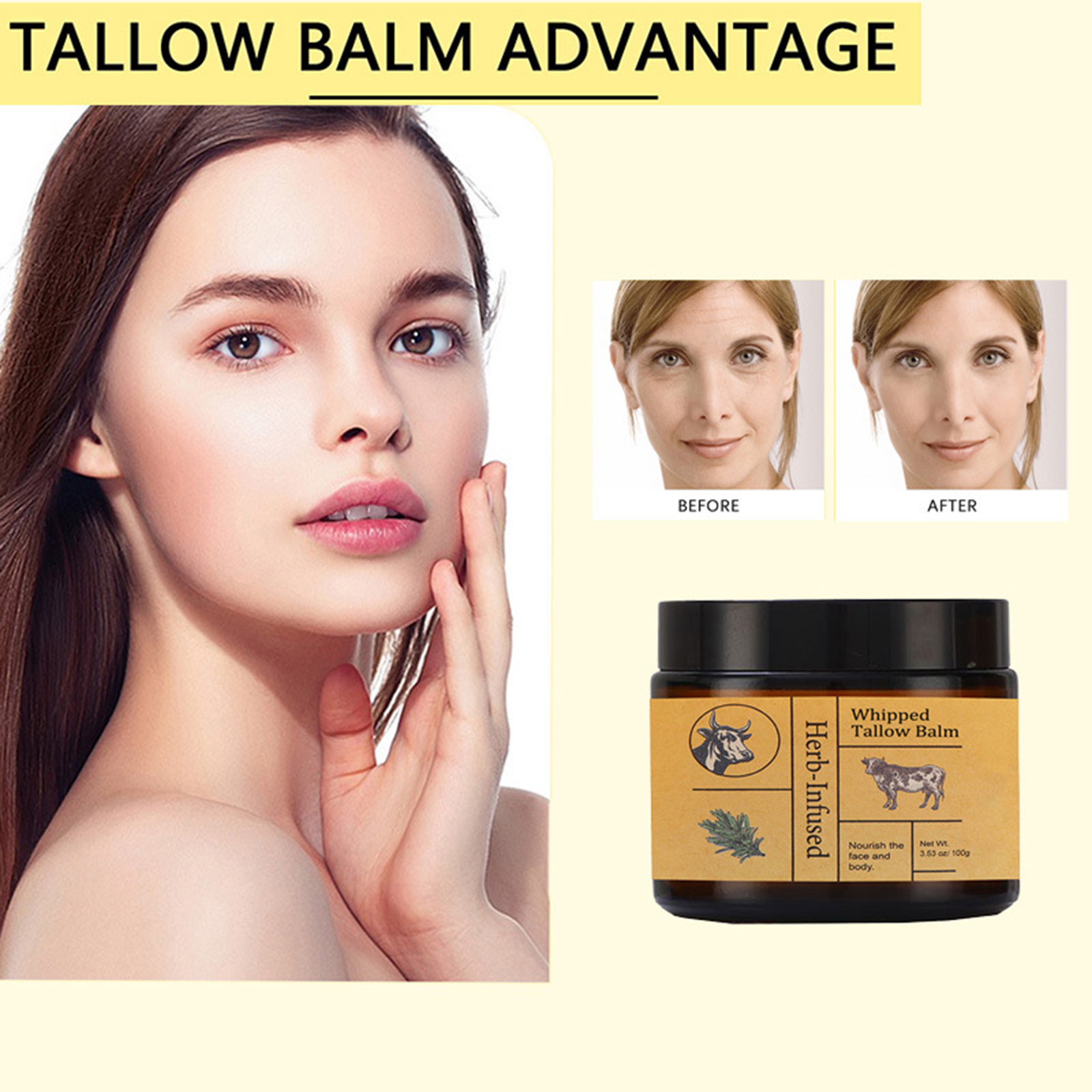 Donggwts Whipped Beef Tallow For Skin Moisturizer Beeswax And Natural Tallow For Crema Para 5690