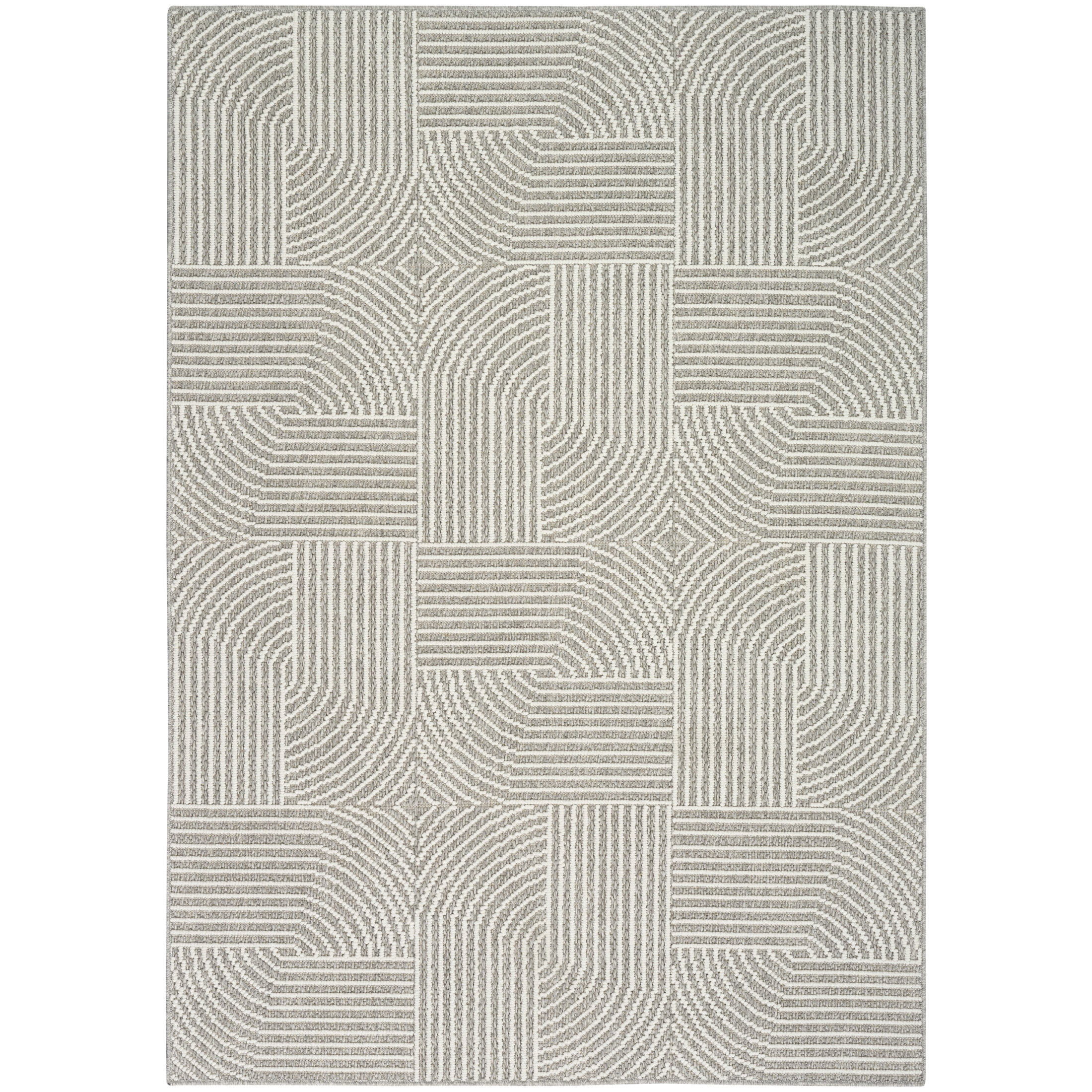 Nourison Textured Home 5'3" x 7' Grey Ivory Modern Indoor Rug