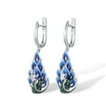 thumbnail image 3 of Santuzza 925 Sterling Silver Gemstone Peacock Dangle Earrings Blue Nano Cubic Zirconia Enamel Peahen Drop Earrings for Women, 3 of 6