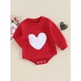 thumbnail image 3 of Suealasg Baby Girls Valentine’s Day Romper Infant Long Sleeve Crewneck Heart Embroidery Bodysuits Jumpsuits 3M 6M 12M 24M Casual Spring One Piece Clothes for Infant Girls, 3 of 9