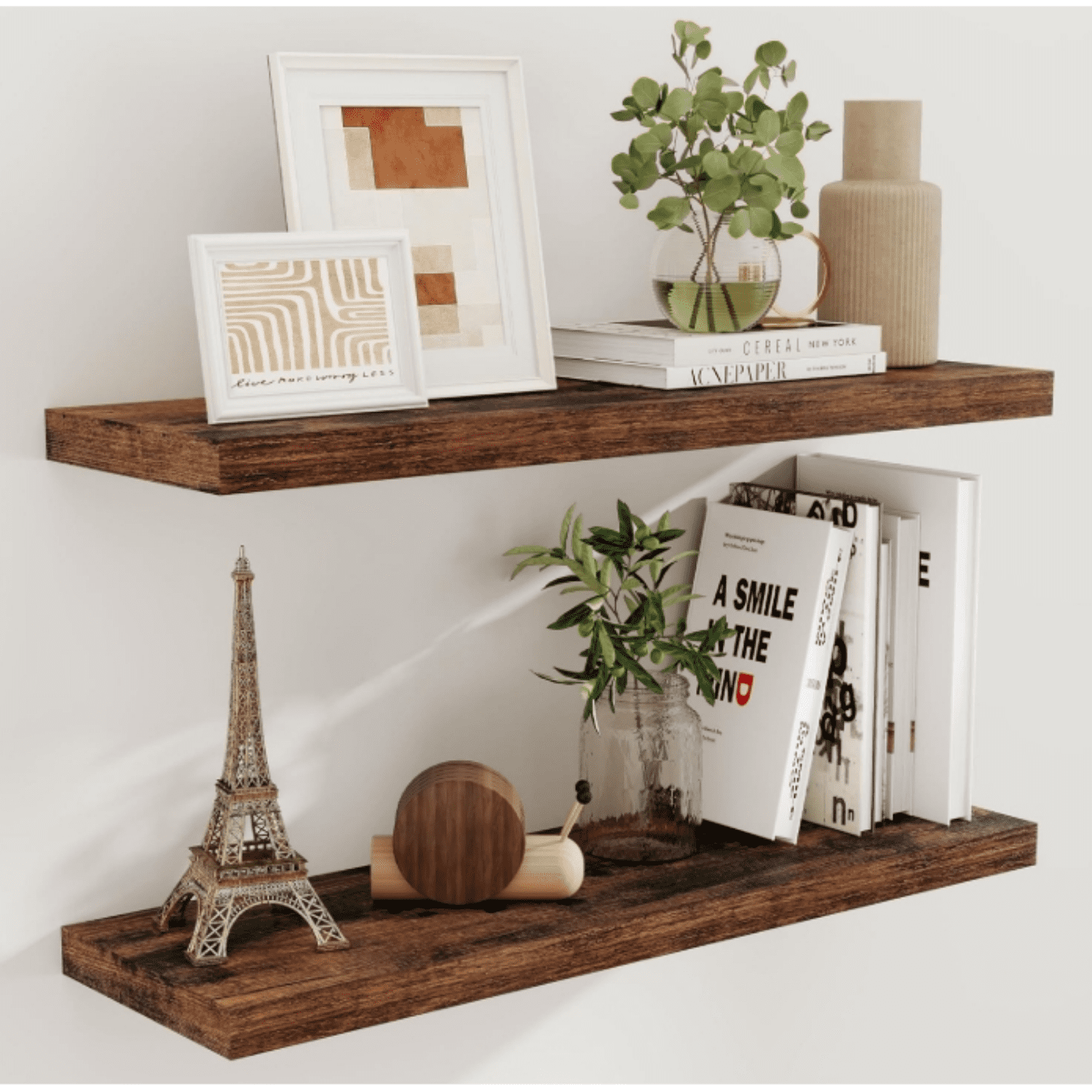 Floating Shelves for Wall, Wood Floating Shelf 36 Inch Long, Large Deep Wall Shelves for Home Decor & Storage, Rustic Deep Shelf for Living Room, Bedroom, Kitchen, Rustic Brown Color