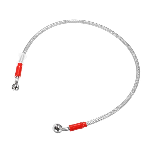 65cm 25.59 "10mm ID Motocicleta Línea de freno hidráulico Tubo de manguera de aceite 28 ° 0 ° Cable trenzado de acero inoxidable para ATV Motocross Sport Bikes Silver Tone