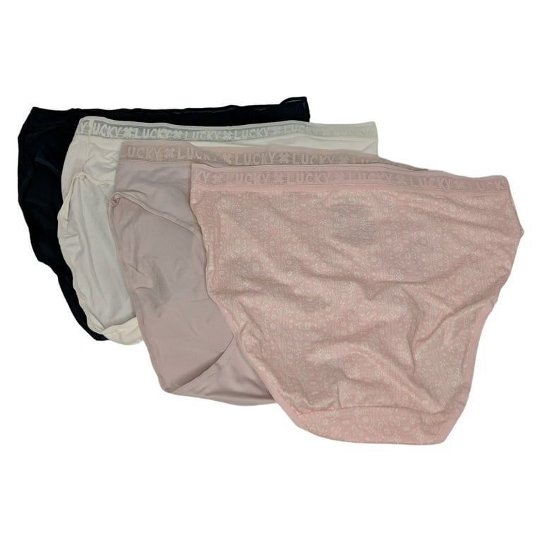 Lucky Brand Panties Sz L Ladies Hi Cut 4 pack Pink Multi Color