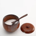 thumbnail image 1 of Tarro de especias de madera Natural con tapa, azucarero de moda, tarro de sal, cocina, 1 of 2