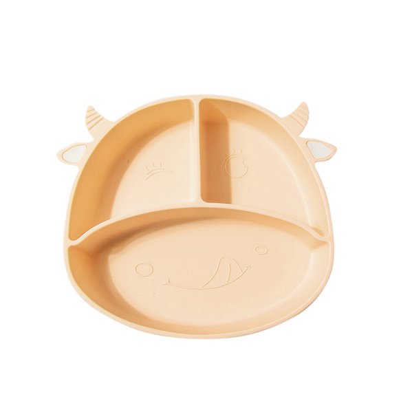 Baby Silicone Plate Non-slip Suction Feeding Bowl Cartoon Divided Food Dishes