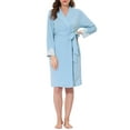 thumbnail image 2 of Unique Bargains Women's Pajamas Robe Sleepwear Lace Nightgown Tie Waist Lounge Bathrobe, 2 of 5