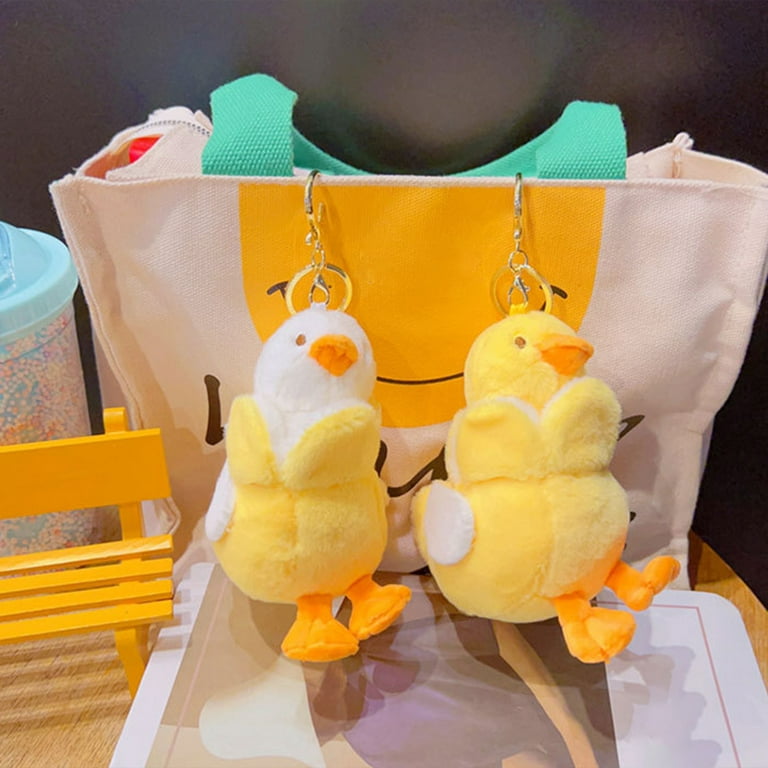 Bluethy Duck Keychain Lovely Yellow/White Banana Duck Plushies with Buckle  Ornament PP Cotton Soft Stuffed Cartoon Animal Key Ring Bag Accessories  Kids Girl Gift 
