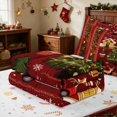 thumbnail image 5 of Manfei Christmas Tree Zipper Full Size Comforter Sets with Fitted Sheet and 2 Pillowcases Holiday Zipper Bedding Set, Pink Red, Xmas Reversible, 5 of 7