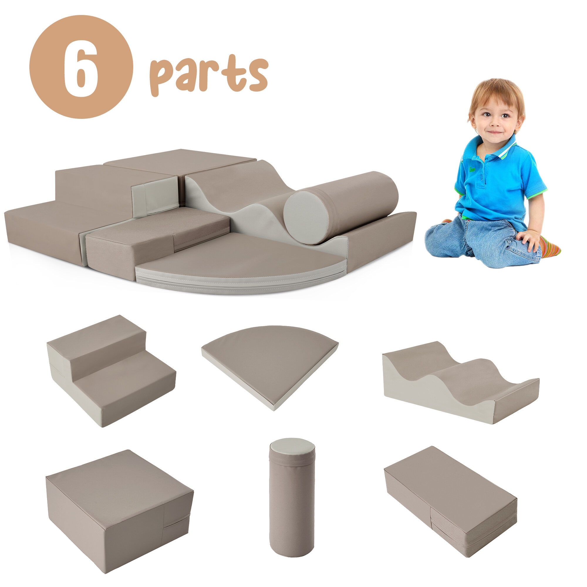 Baby Play Mat, Soft Climb and Crawl Foam Playset 6 in 1, Soft Play Equipment Climb and Crawl Playground for Kids,Kids Crawling and Climbing Indoor Active Play Structure, Colorful Soft Play Mat