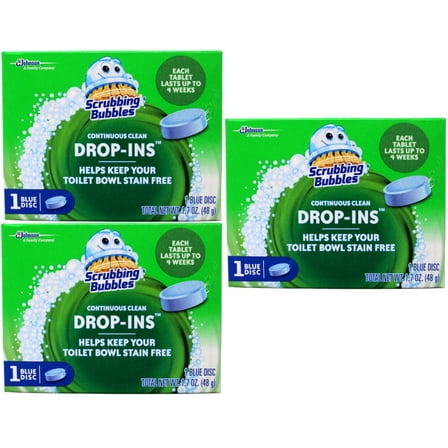 3 Pk Scrubbing Bubbles Continuous Clean Drop-Ins, Toilet Cleaner Tablets, 1 Disc