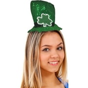 Green St. Patrick's Day Shamrock Sequin Mini Top Hat On Head Band