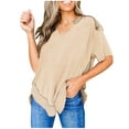 thumbnail image 2 of Fiudx Ofertas Del Día Camiseta/Camisa Holgada de Manga Corta con Cuello En V y Manga Corta Informal a La Moda para Mujer, 2 of 6