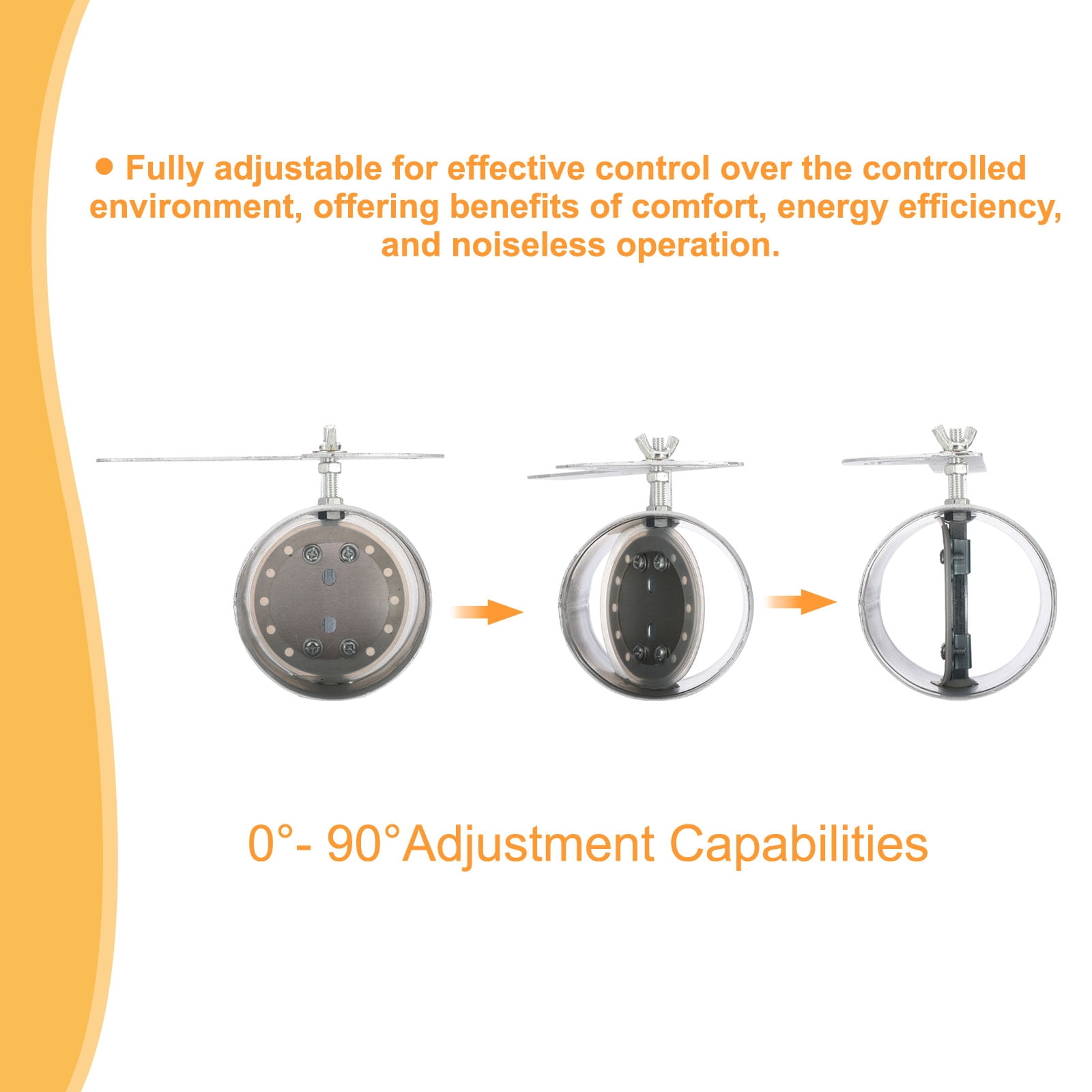 4 Inch HVAC Duct Damper Manual Volume Backdraft Damper Airflow Ducting Control Valve Silver, 2 Pcs